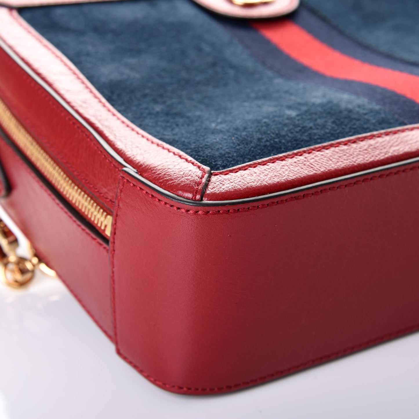 Suede Calfskin Web Small Ophidia Top Handle Shoulder Bag New Blue Romantic Cherry