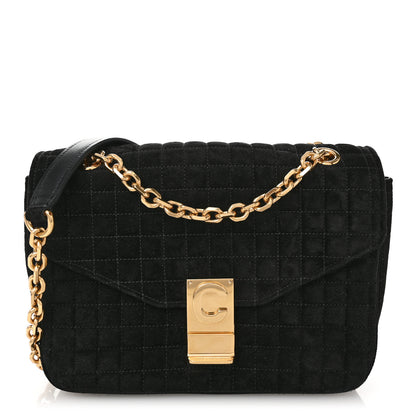 Celine Suede Quilted Medium C Bag Black 1 of 9