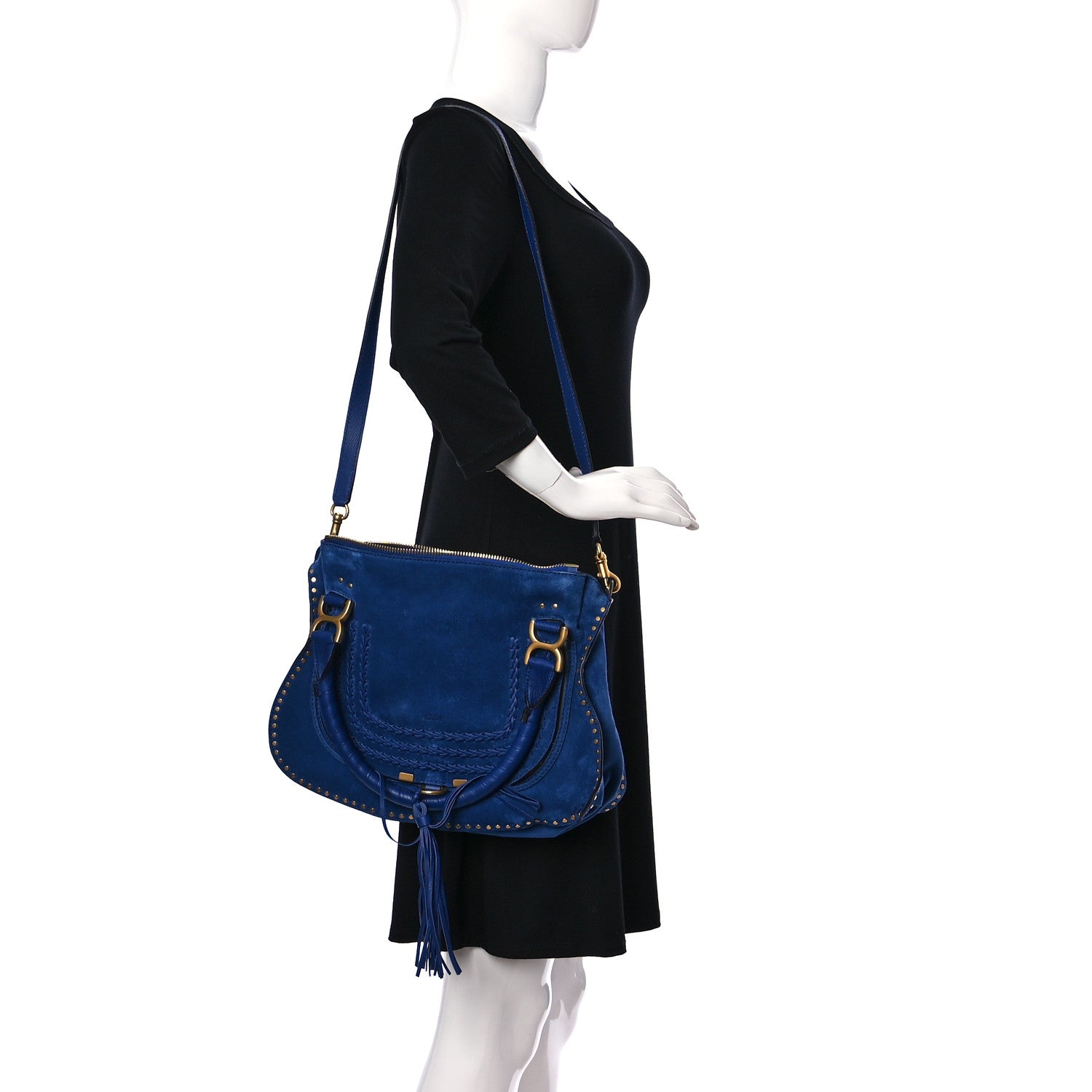 Chloe Suede Braided Medium Marcie Satchel Sea Water 2 of 10
