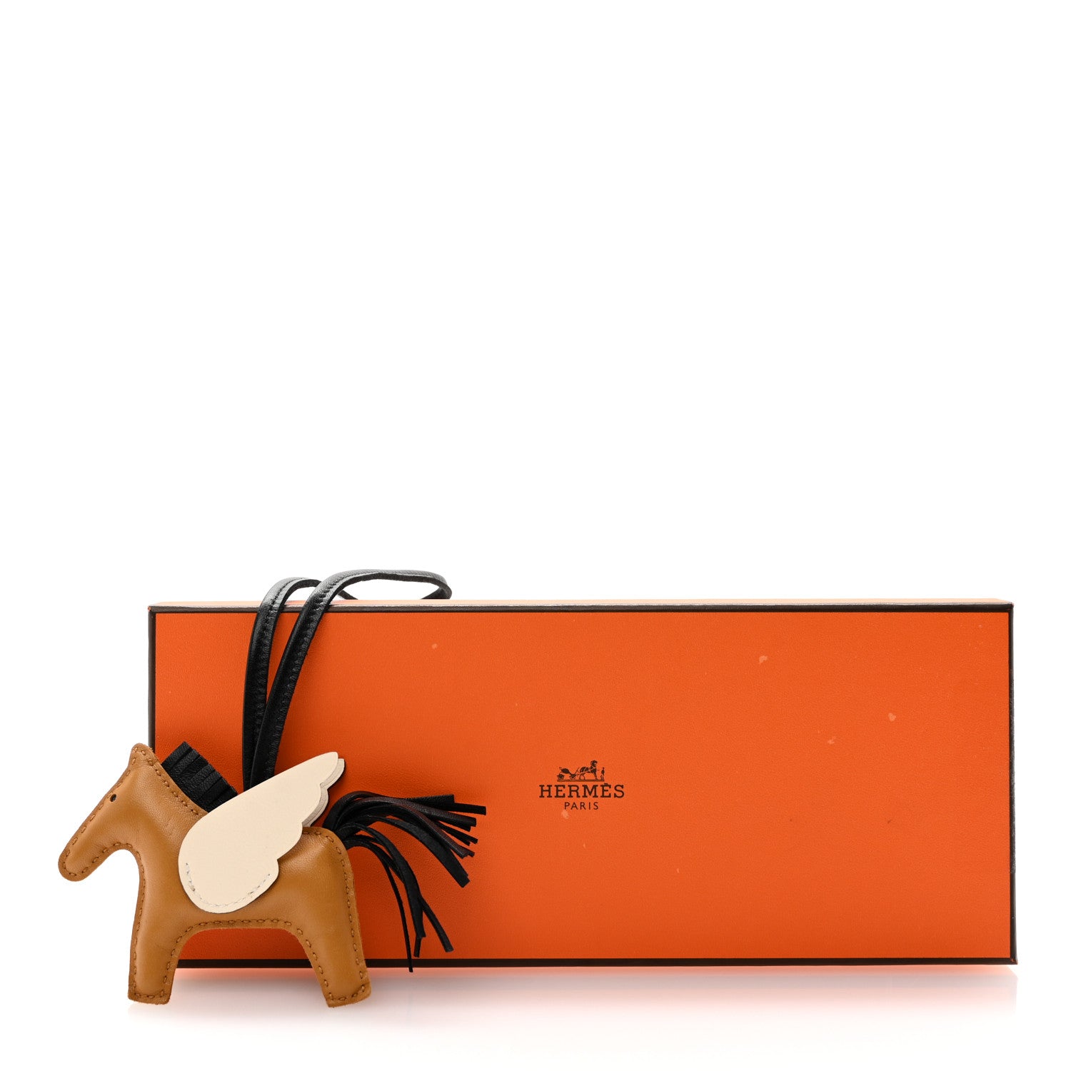 Hermes Milo Lambskin Grigri Rodeo Pegase Horse Bag Charm PM Sesame Black Nata 6 of 6