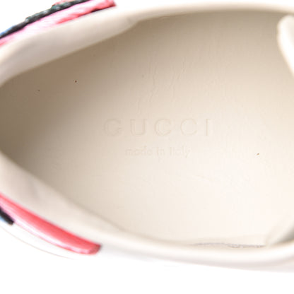 Gucci Calfskin Web Floral Embroidered Womens Ace Sneakers 37.5 White 10 of 12