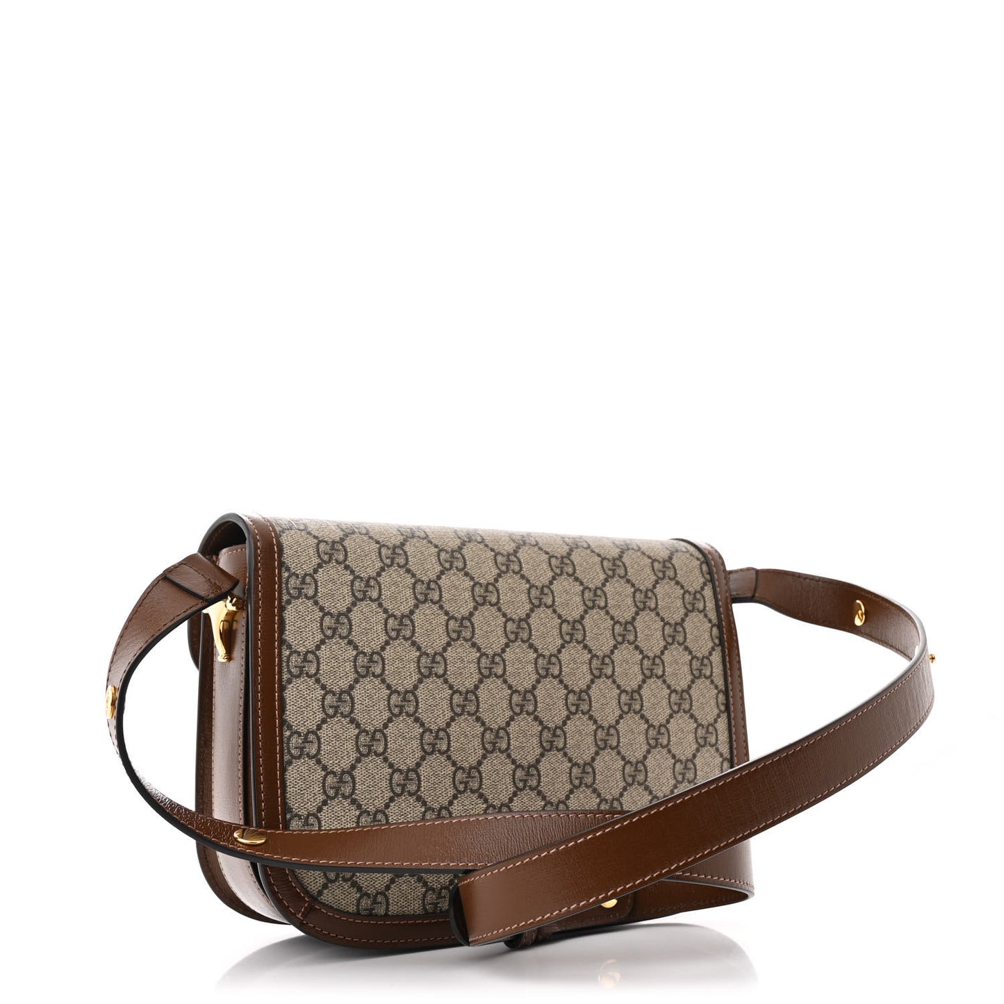 GG Supreme Monogram Horsebit 1955 Shoulder Bag Beige Brown Sugar