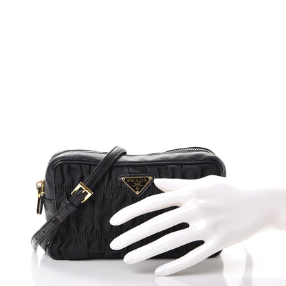 Prada Tessuto Nylon Calf Gaufre Camera Crossbody Nero Black 3 of 12