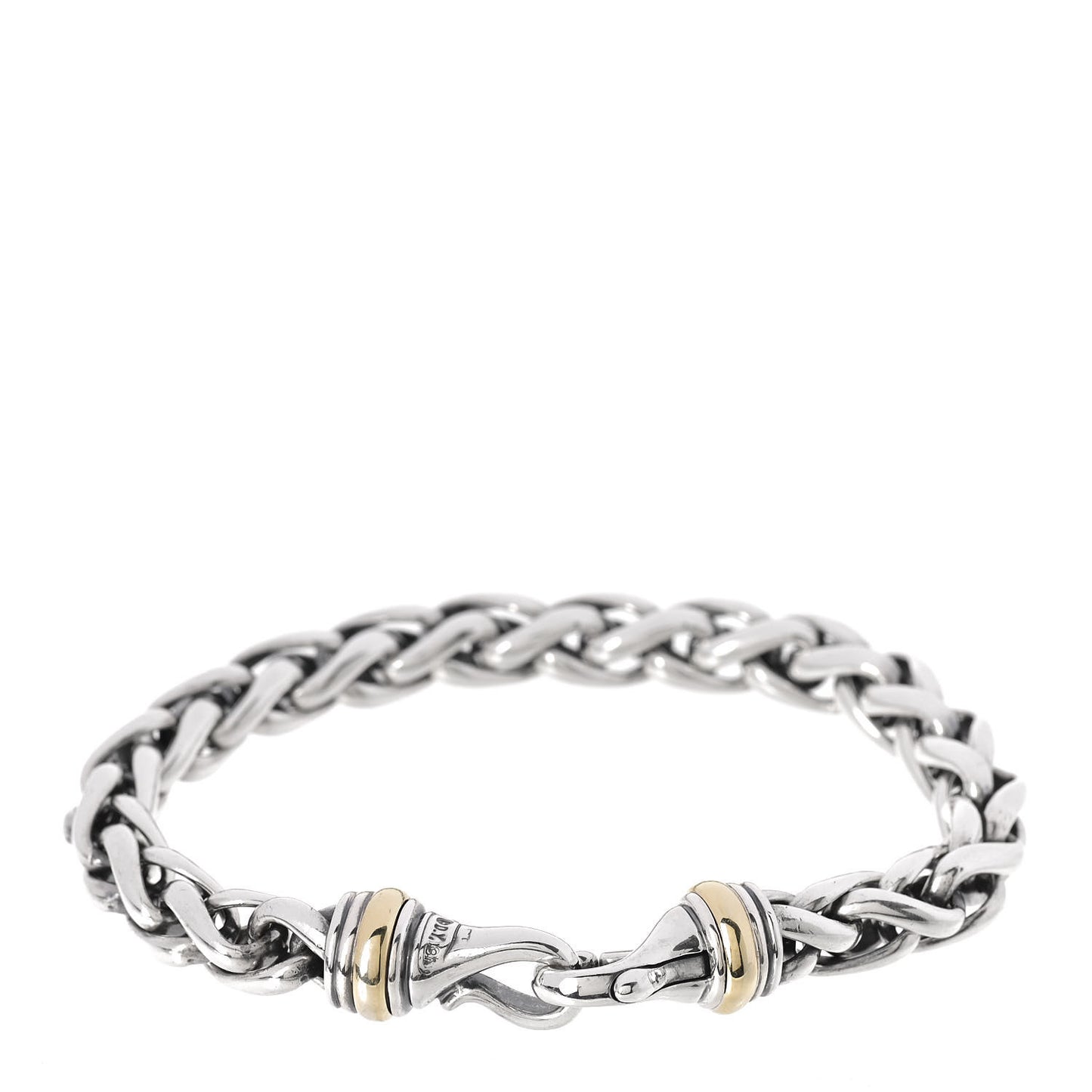 Sterling Silver 18K Yellow Gold 8mm Wheat Chain Bracelet