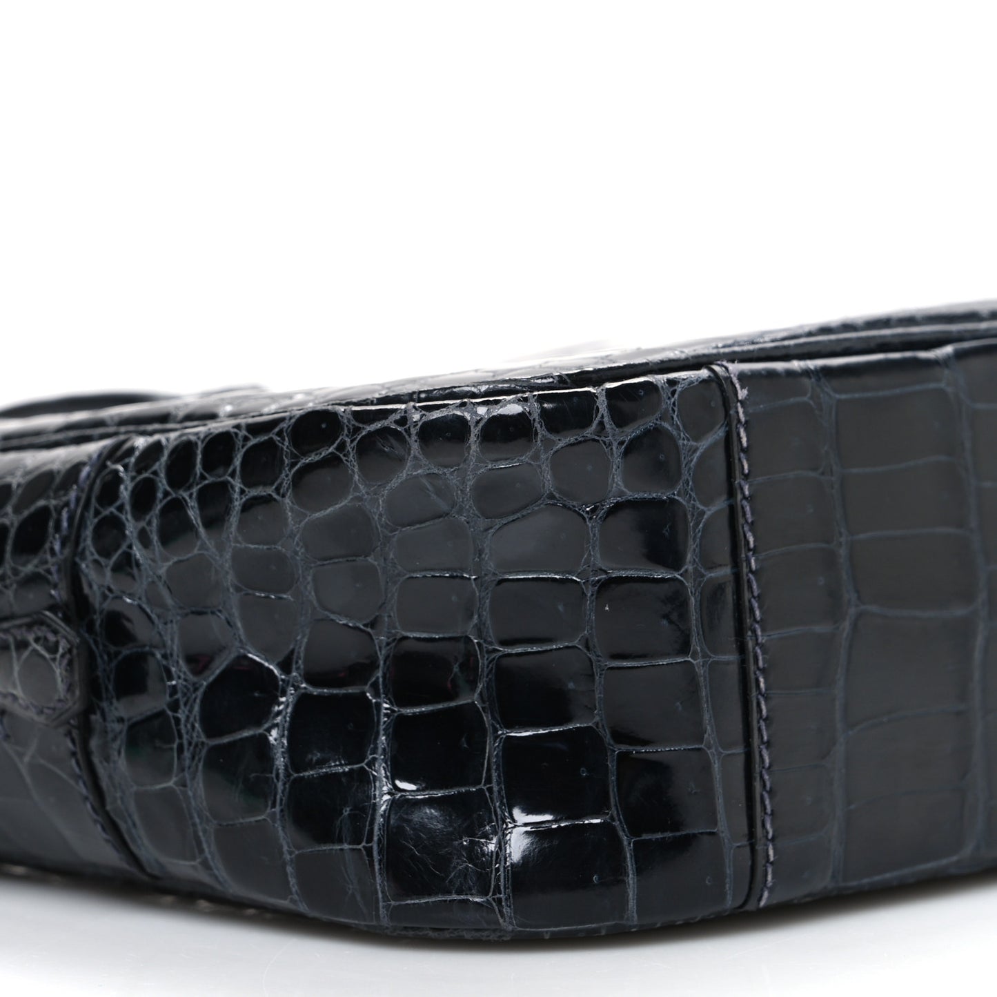Shiny Porosus Crocodile Plume Elan 28 Bleu Marine