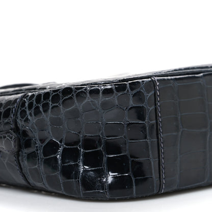 Hermes Shiny Porosus Crocodile Plume Elan 28 Bleu Marine 10 of 11