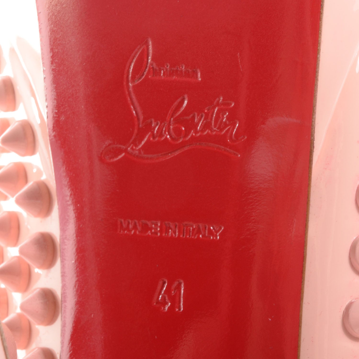 Christian Louboutin Patent Calf Lady Peep Pink Spikes 150 Pumps 41 Baby Pink 6 of 7
