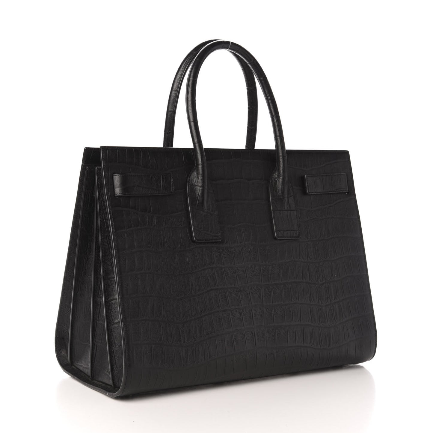 Calfskin Crocodile Embossed Large Sac De Jour Carryall Black