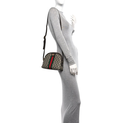 Gucci GG Supreme Monogram Textured Dollar Calfskin Web Small Ophidia Dome Shoulder Bag Beige Ebony New Acero 2 of 11