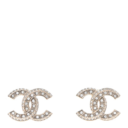 Chanel Crystal Timeless CC Earrings Light Gold 1 of 4