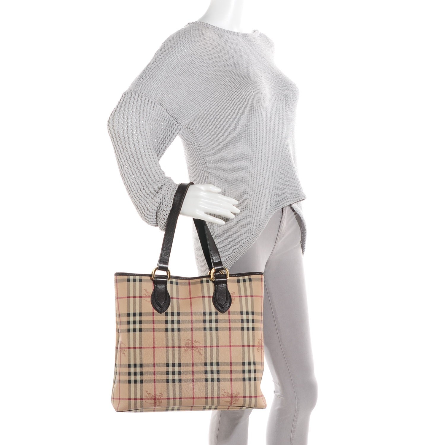 Burberry Haymarket Check Medium Tote Chocolate 2 of 8