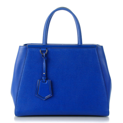 Fendi Vitello Elite Medium 2Jours Tote Blue Neon 1 of 7