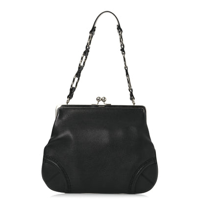 Burberry Goatskin Kiss Lock Frame Shoulder Bag Black 1 of 14