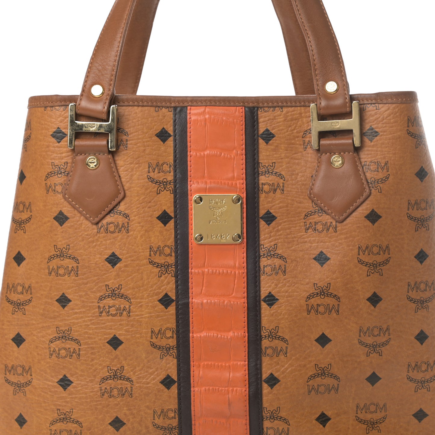 Visetos Crocodile Embossed Shopper Tote Cognac