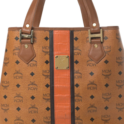 MCM Visetos Crocodile Embossed Shopper Tote Cognac 8 of 19