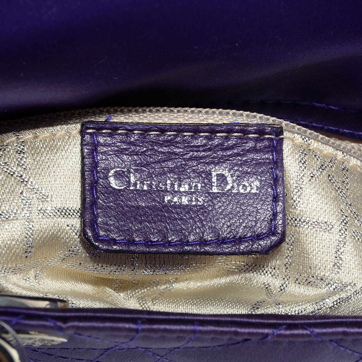 Christian Dior Satin Swarovski Crystal Cannage Mini Lady Dior Purple 6 of 10