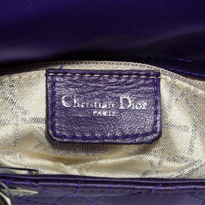 Christian Dior Satin Swarovski Crystal Cannage Mini Lady Dior Purple 6 of 10