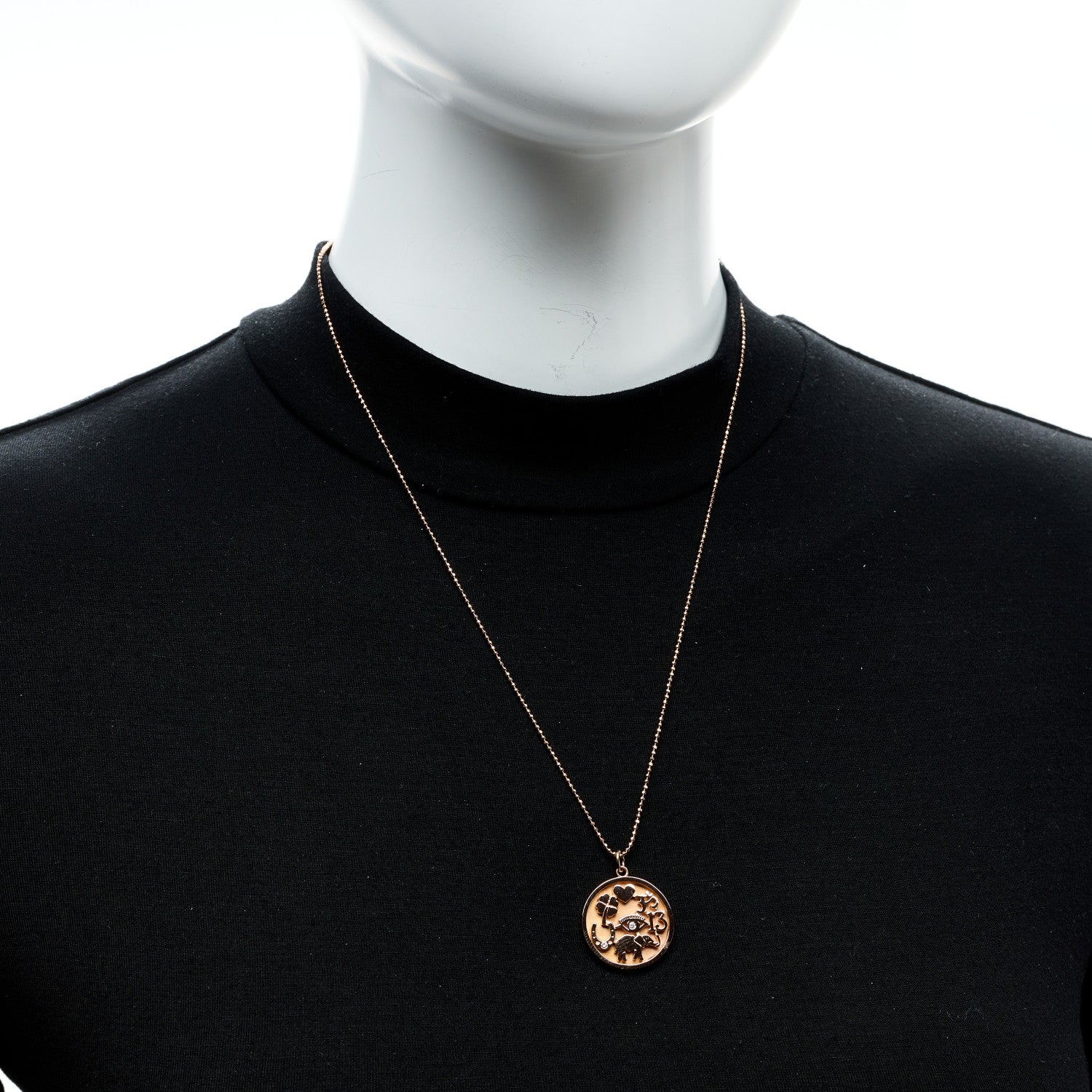Jennifer Meyer 18K Rose Gold Diamond Good Luck Pendant Necklace 2 of 6