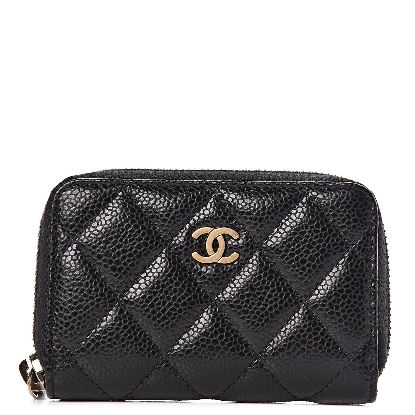 Caviar Quilted Zip Coin Purse Black