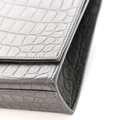Saint Laurent Calfskin Crocodile Embossed Medium Classic Monogram Kate Tassel Satchel Storm 10 of 13