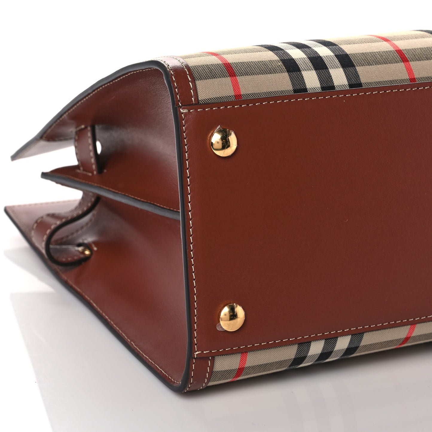 Calfskin Vintage Check Two Handle Title Bag Archive Beige