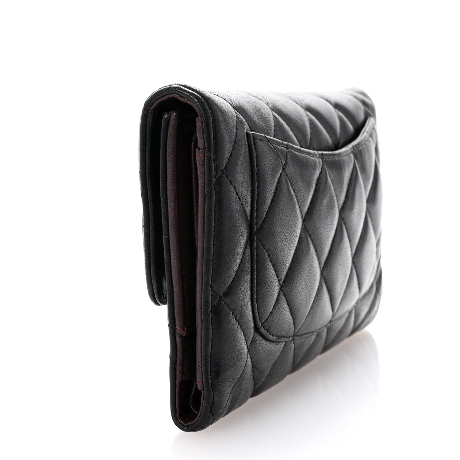Chanel Lambskin Quilted Large Flap Wallet  Black 3 of 7