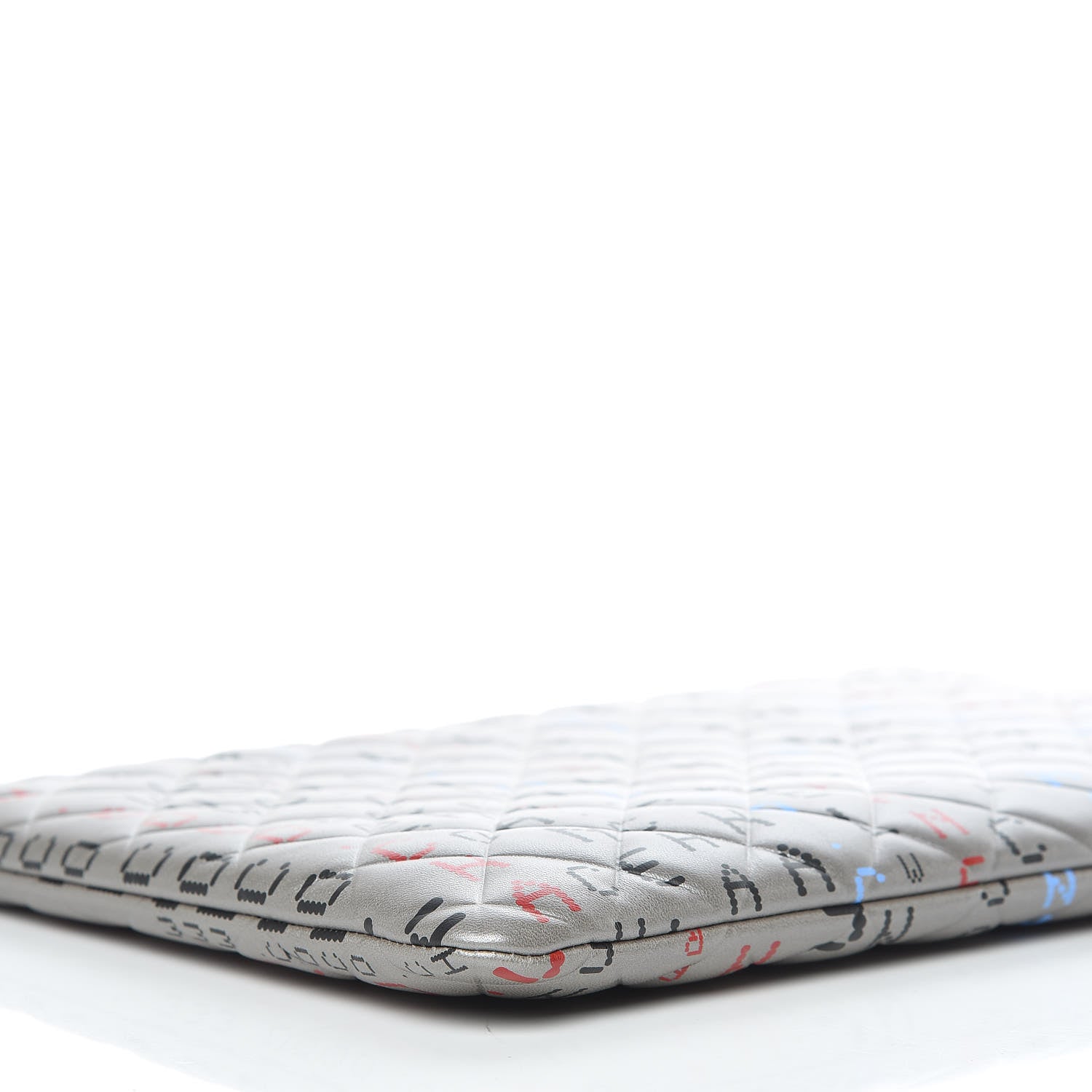 Chanel Metallic Lambskin Quilted Large Data Center Cosmetic Case Silver 6 of 10