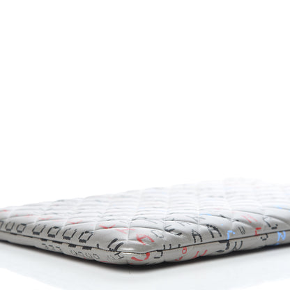 Chanel Metallic Lambskin Quilted Large Data Center Cosmetic Case Silver 6 of 10