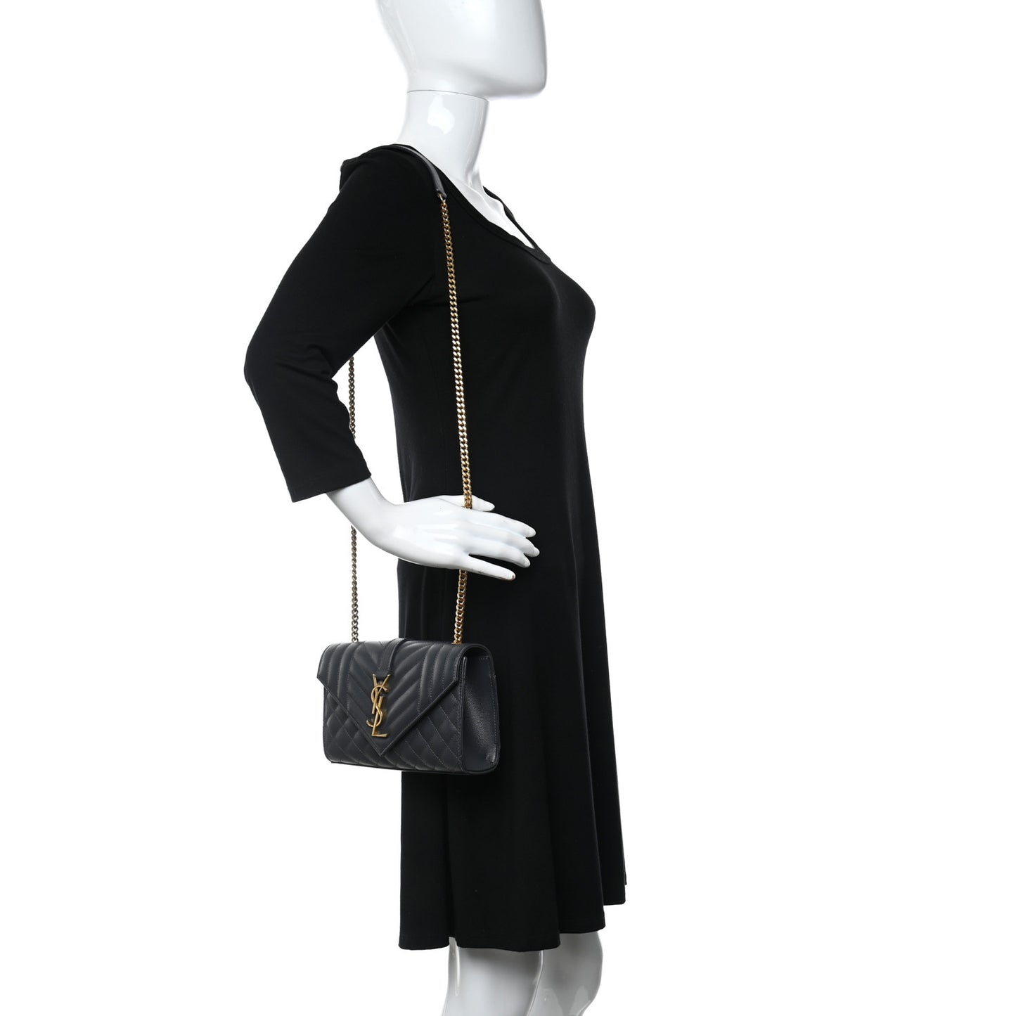 Grain De Poudre Textured Mixed Matelasse Triquilt Small Monogram Satchel Dark Smoke