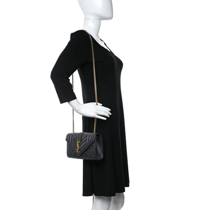 Saint Laurent Grain De Poudre Textured Mixed Matelasse Triquilt Small Monogram Satchel Dark Smoke 2 of 8