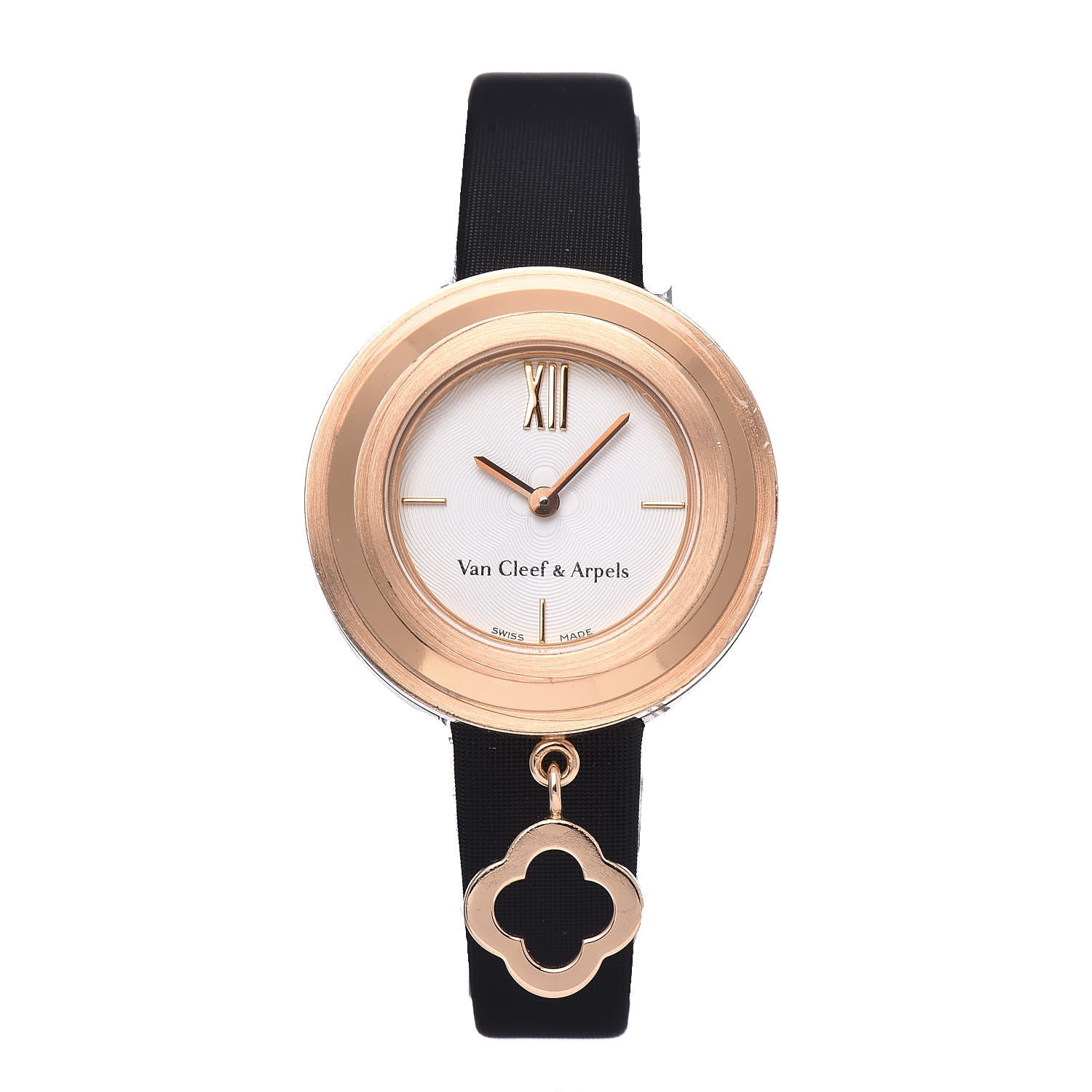 Van Cleef & Arpels 18K Rose Gold Satin 25mm Charms Quartz Watch 1 of 7