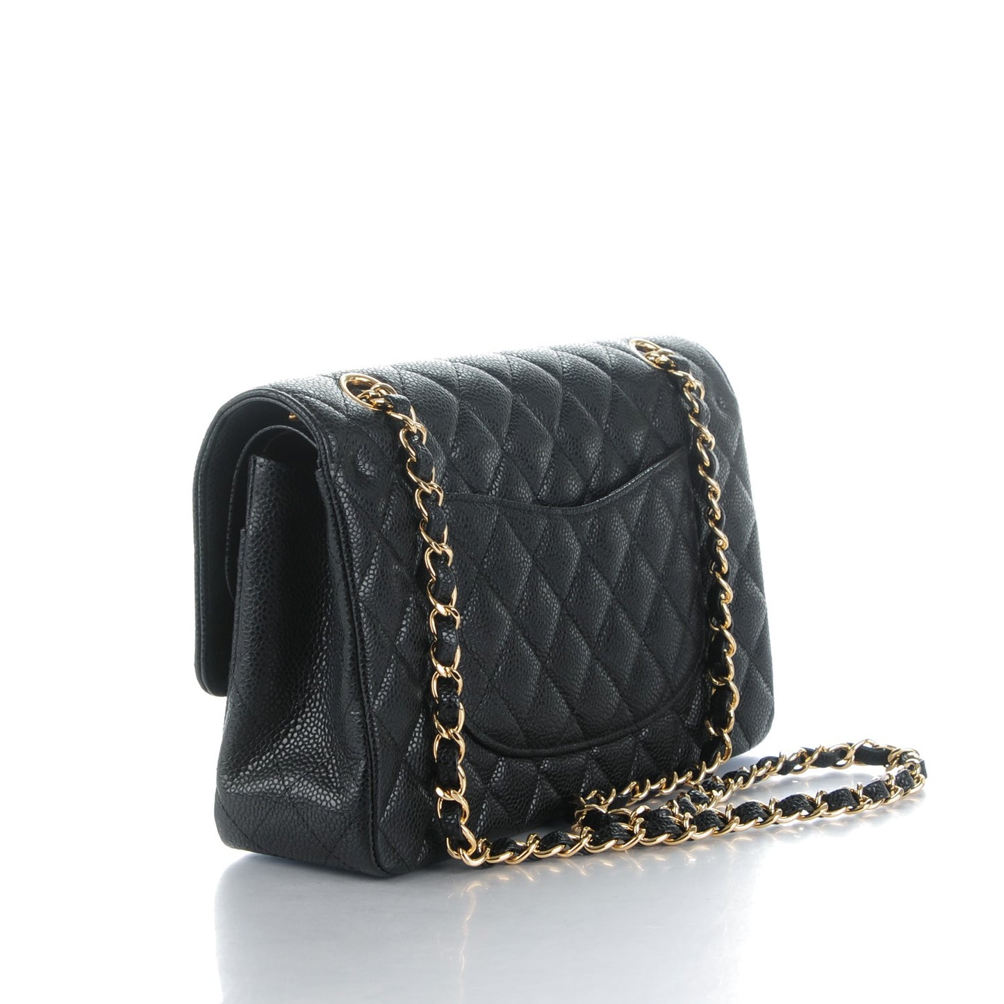 Caviar Quilted Medium Double Flap Black