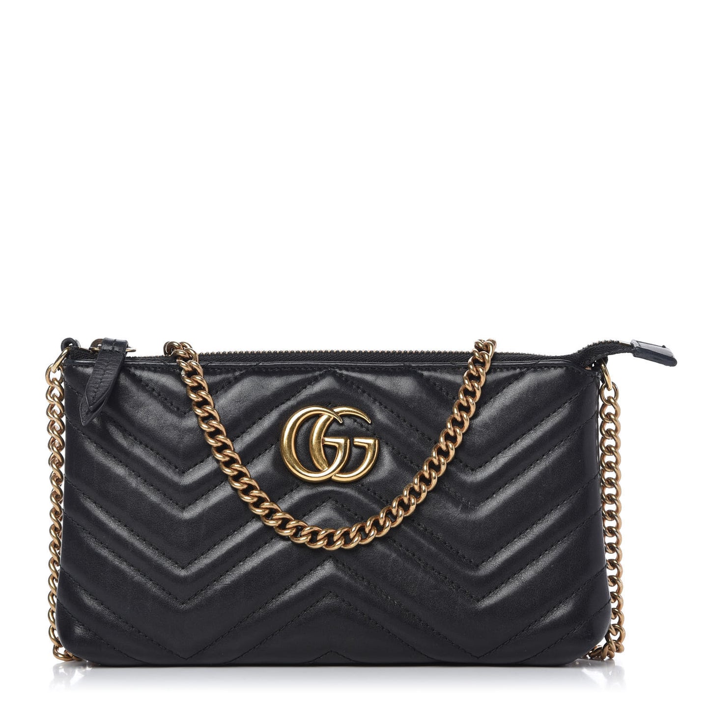Calfskin Matelasse Mini GG Marmont Chain Bag Black