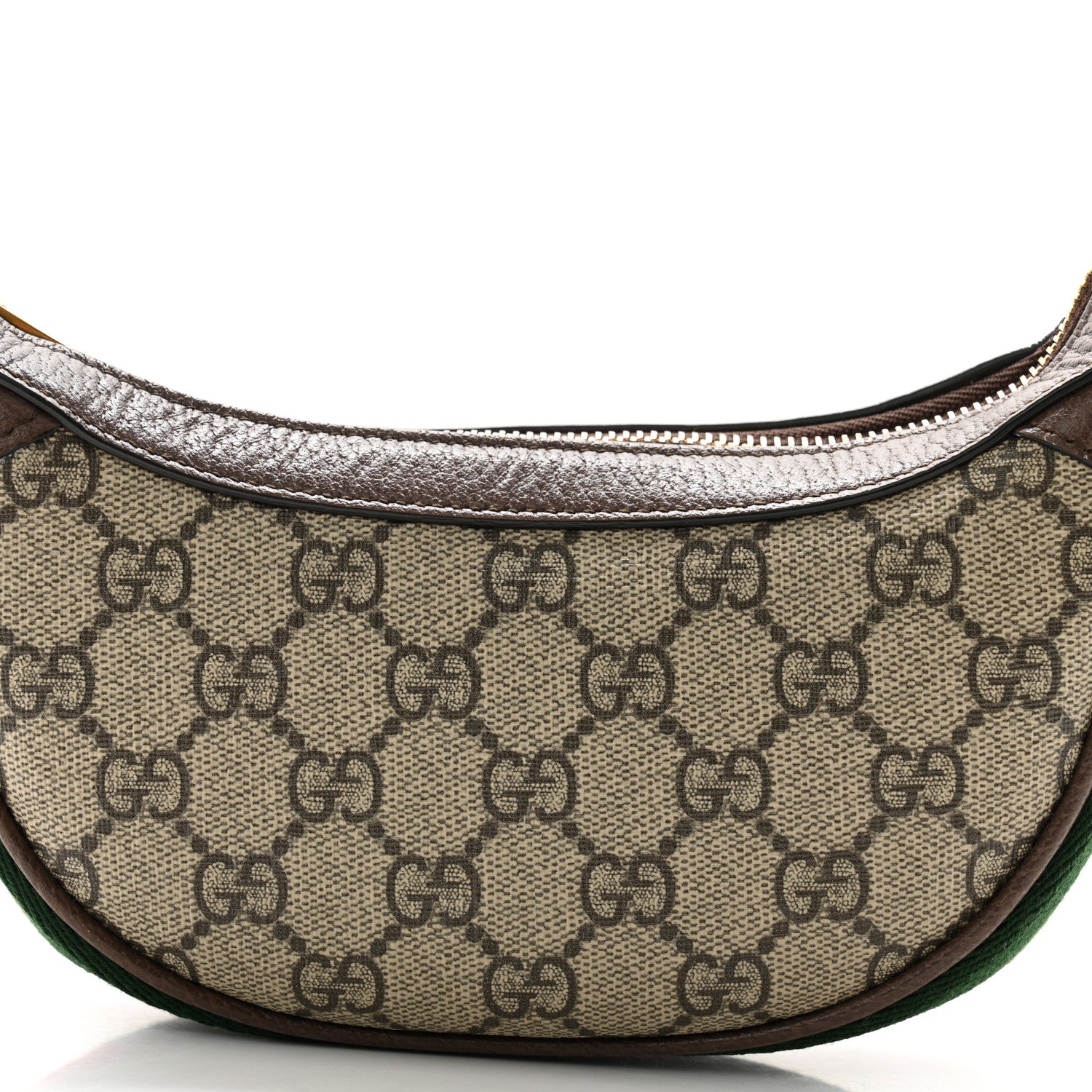 Gucci GG Supreme Monogram Textured Calfskin Web Mini Ophidia Half Moon Hobo Beige Ebony New Acero 8 of 11