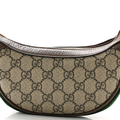 Gucci GG Supreme Monogram Textured Calfskin Web Mini Ophidia Half Moon Hobo Beige Ebony New Acero 8 of 11