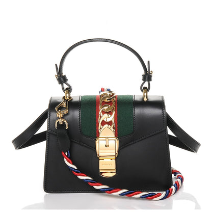 Gucci Calfskin Mini Sylvie Top Handle Bag Black 1 of 7
