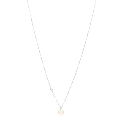 Mikimoto 18K White Gold Diamond Akoya Pearl 7mm Station Pendant Necklace 1 of 3