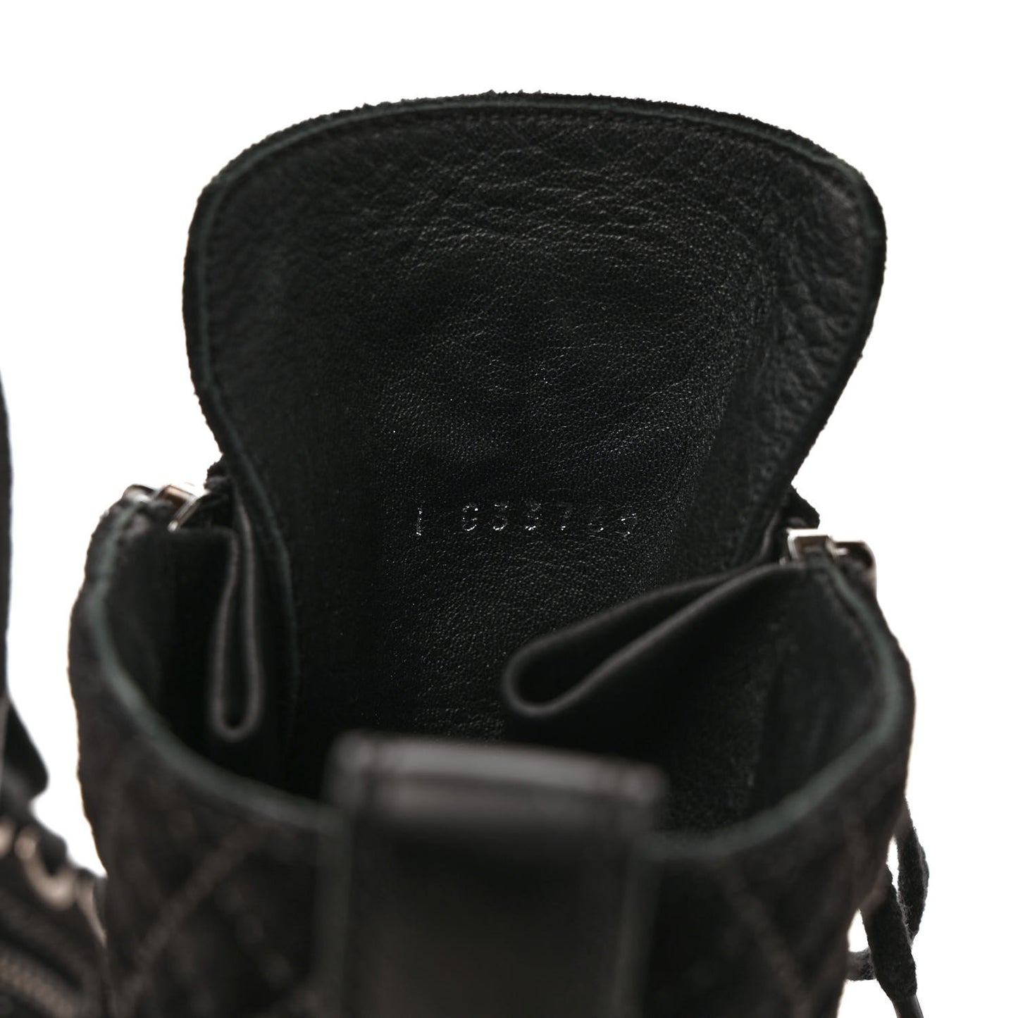 Suede Quilted CC Lace Up Combat Boots 39 Black