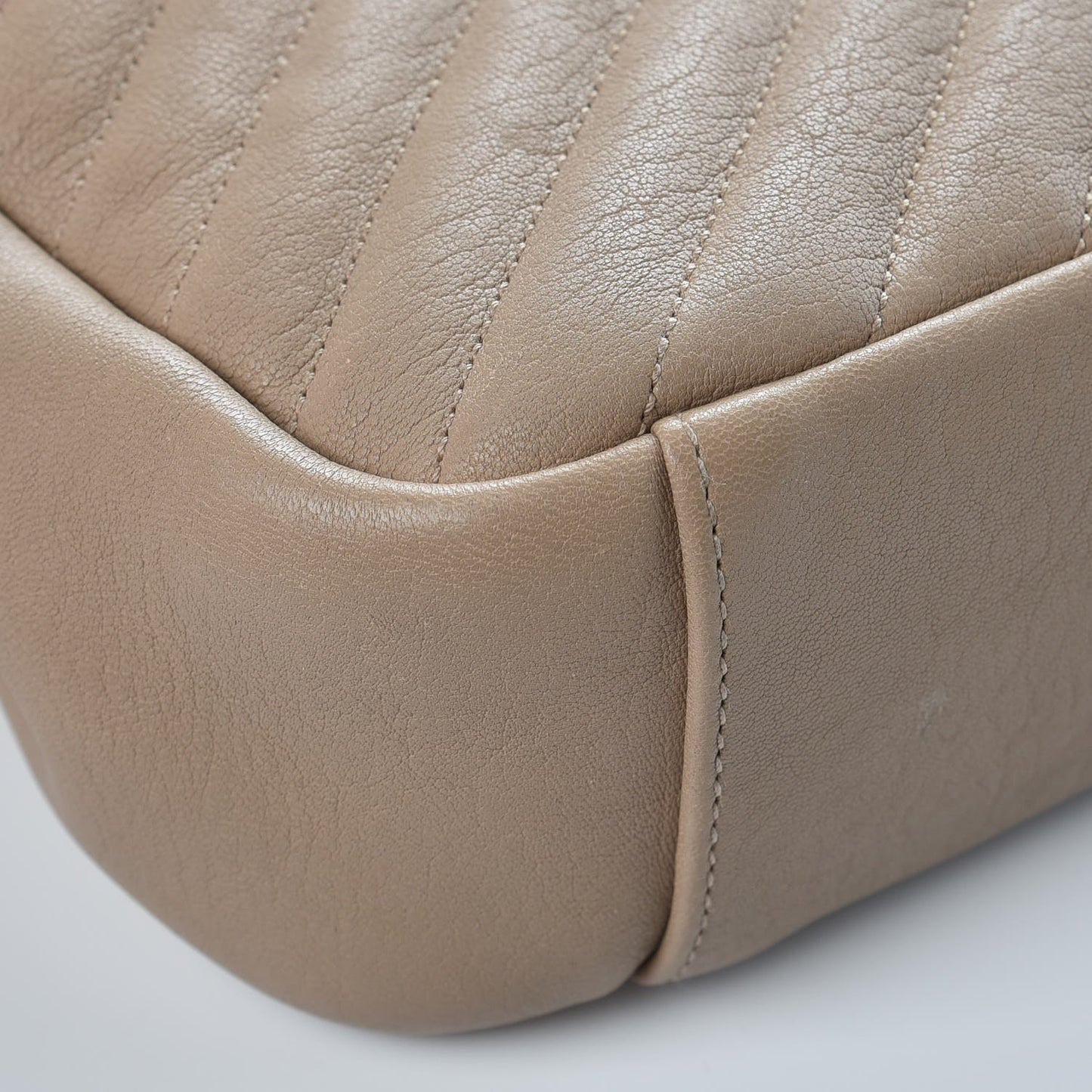 Sheepskin Matelasse Chevron Monogram Large College Satchel Beige