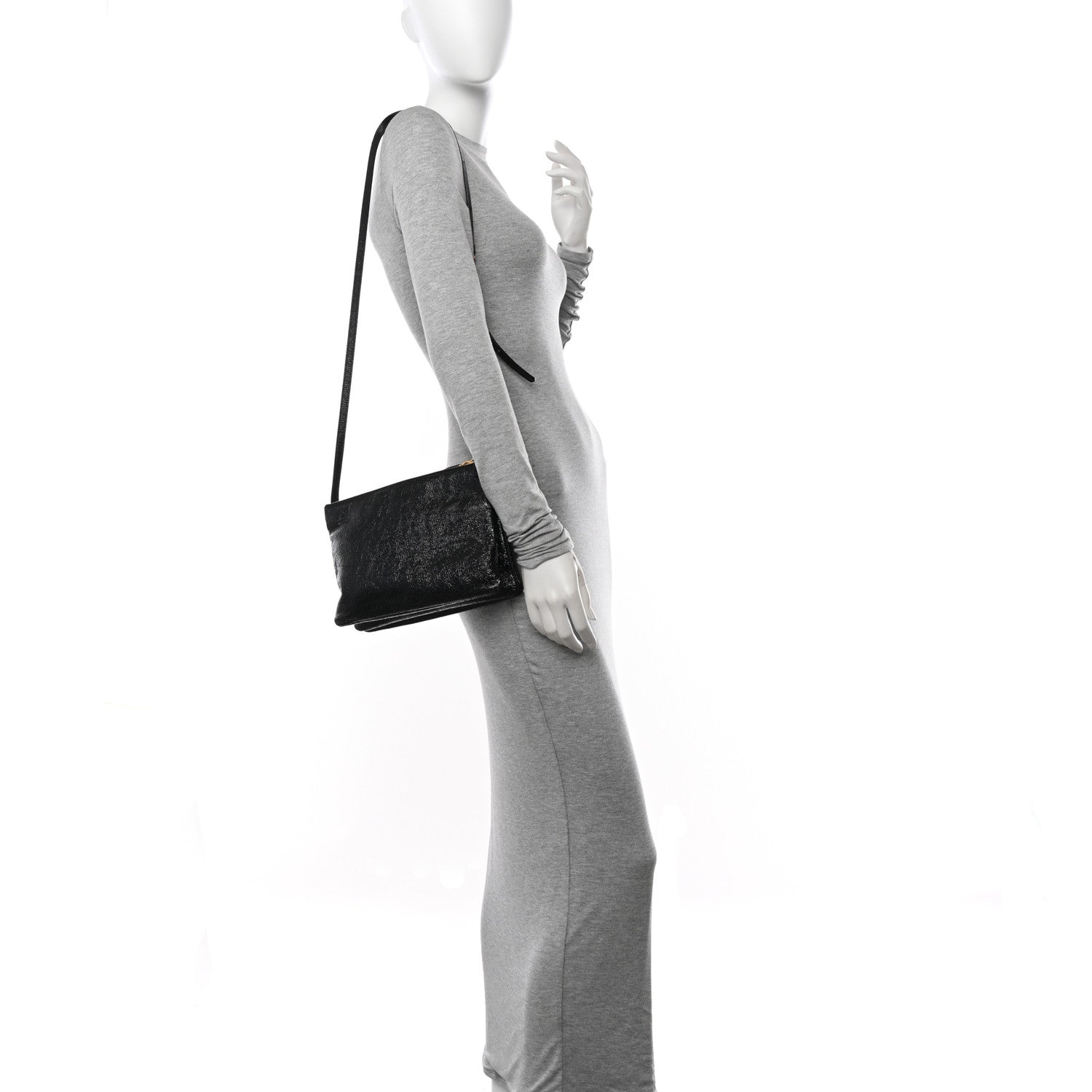 Celine Shiny Goatskin Large Trio Crossbody Bag Black 2 of 13