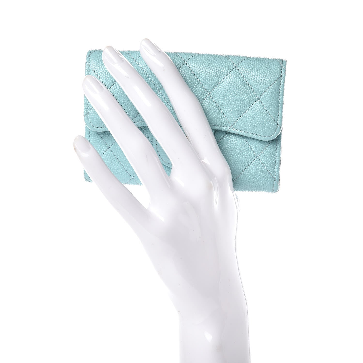 Chanel Caviar Quilted Card Holder Light Blue 2 of 9