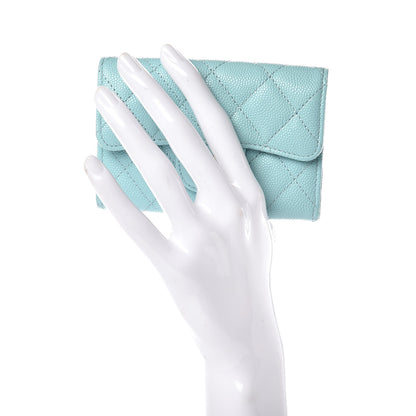 Chanel Caviar Quilted Card Holder Light Blue 2 of 9