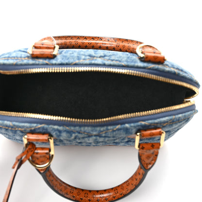 Louis Vuitton Denim Calfskin Reverse Monogram Malletage Alma BB Blue 5 of 8