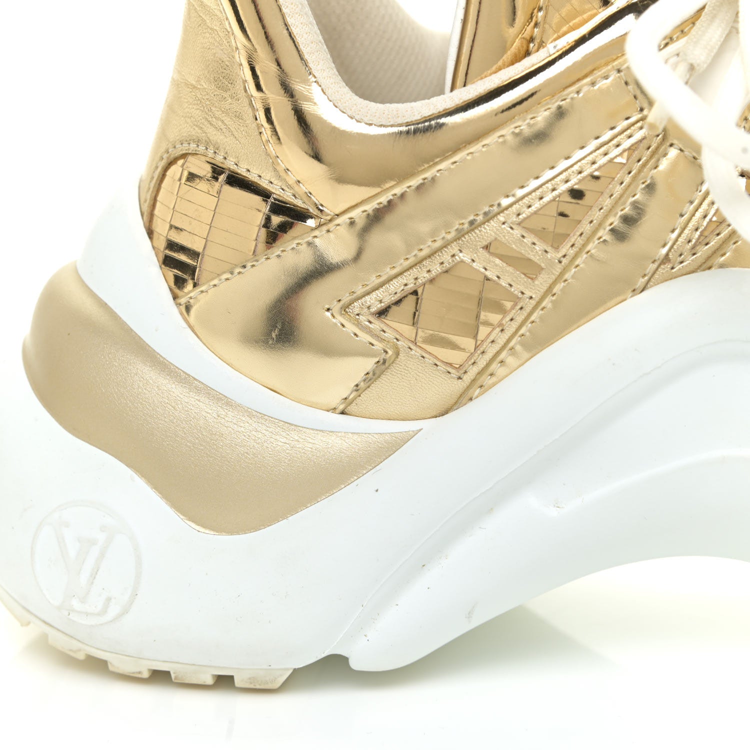 Louis Vuitton Metallic Calfskin Technical Nylon LV Archlight Sneakers 36.5 Gold White 21 of 24