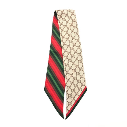 Gucci Silk Stripe Head Scarf Brown 2 of 5