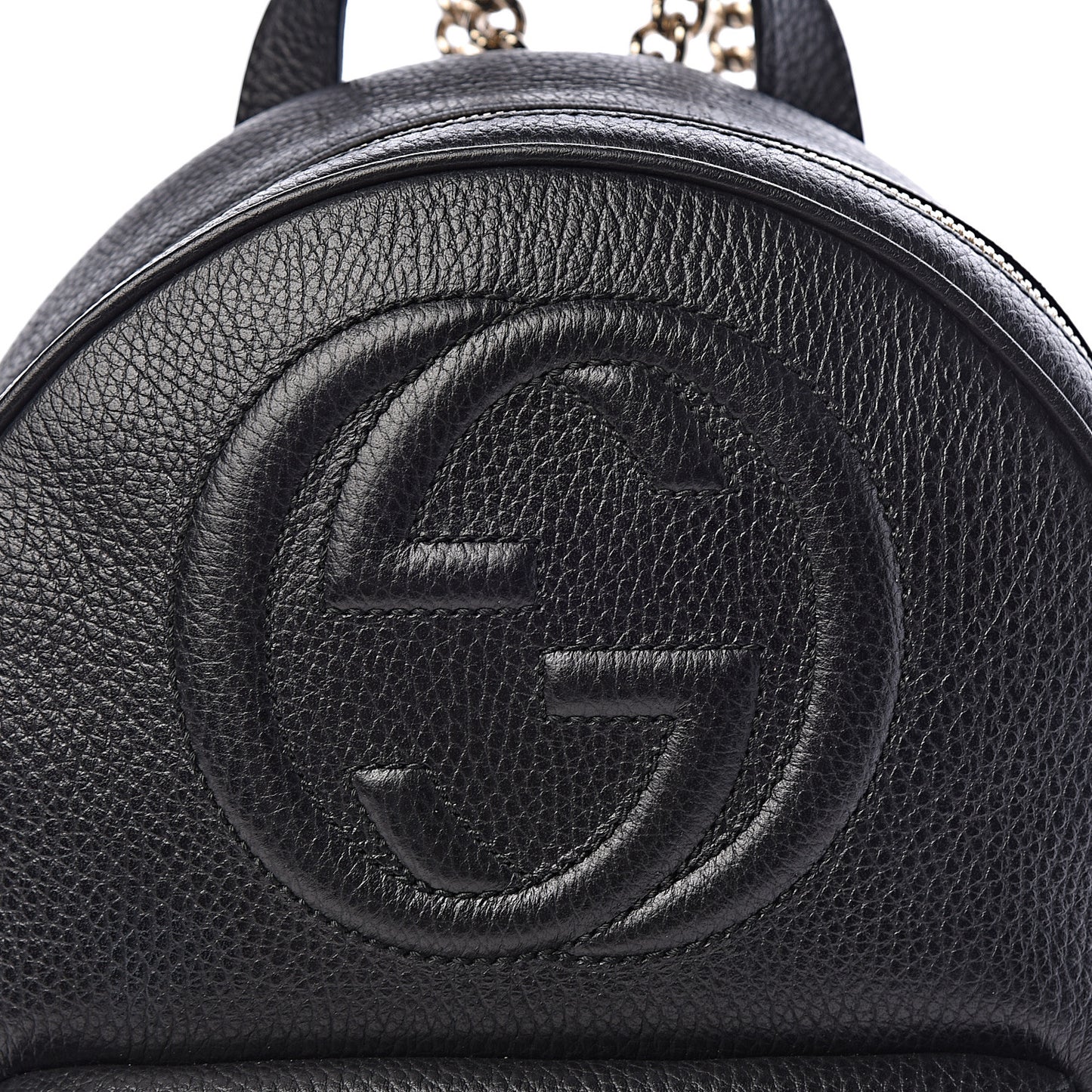 Pebbled Calfskin Soho Chain Backpack Black