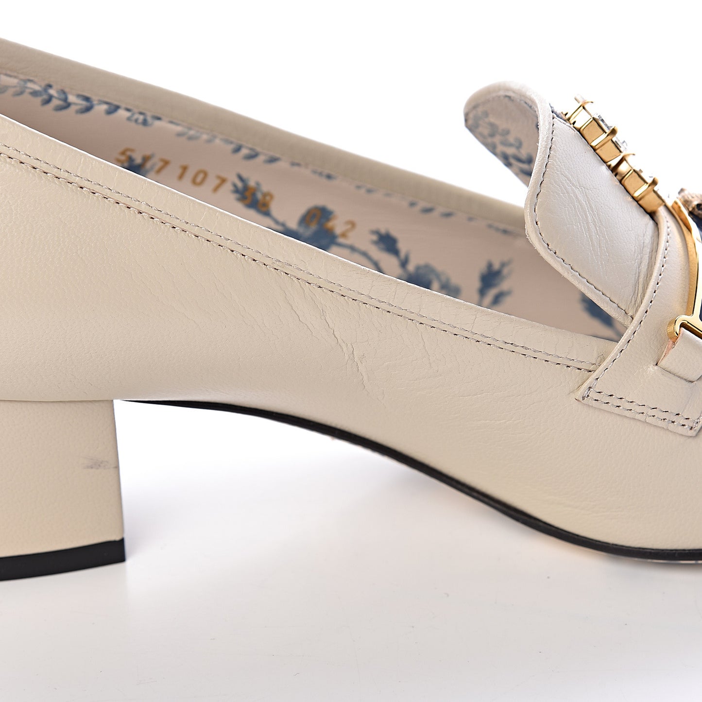 Goatskin Crystal Mid-Heel Loafer Pumps 38 Ivory