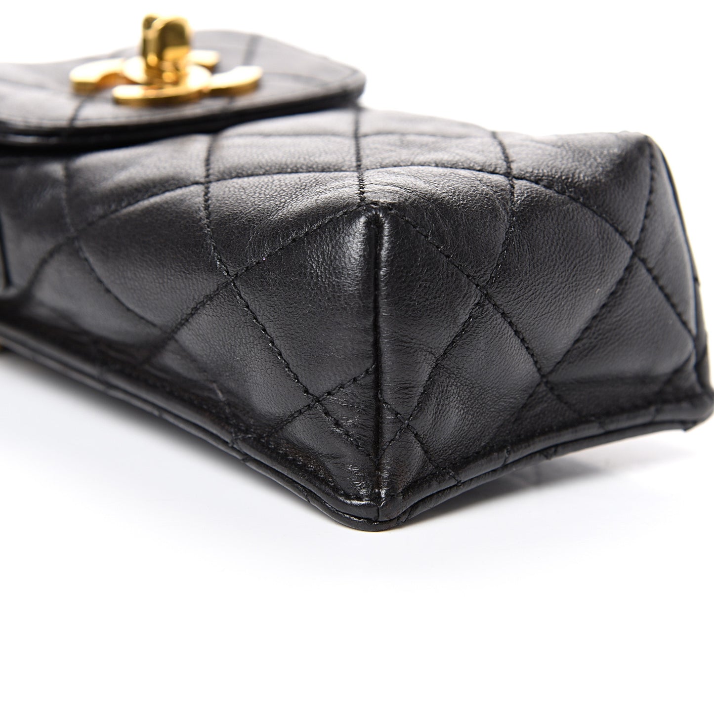 Lambskin Quilted Phone Holder Black