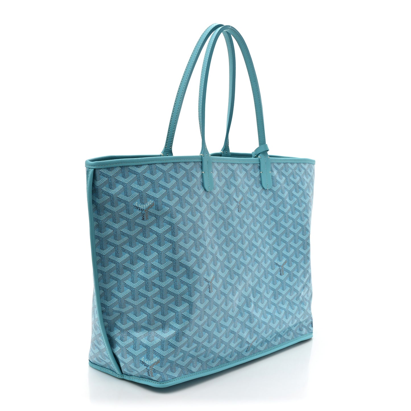 Goyardine Embroidered Seahorse Reversible Anjou PM Turquoise