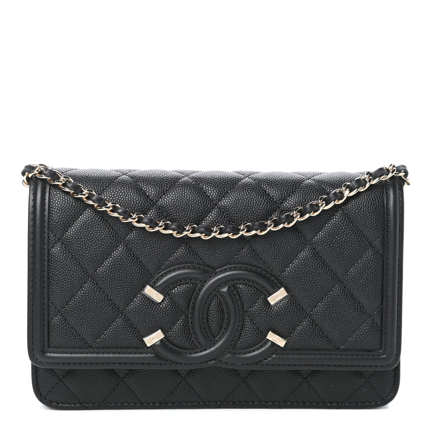 Chanel Caviar Quilted CC Filigree Wallet On Chain WOC Black 1 of 11